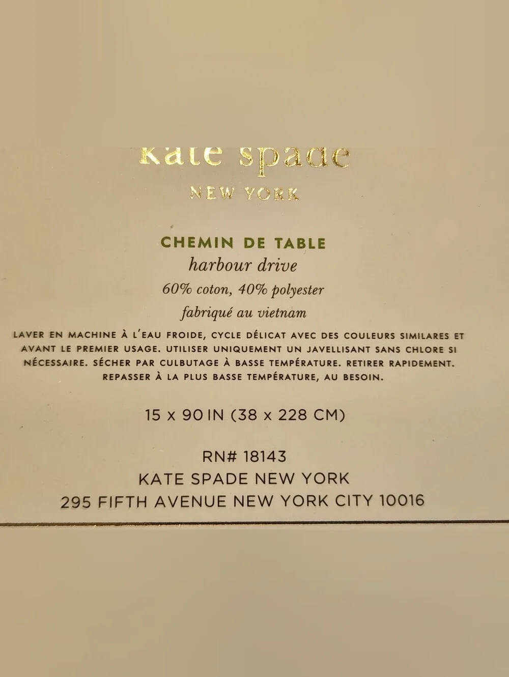 Kate Spade ♠️ Harbour Drive Table Runner 15x90